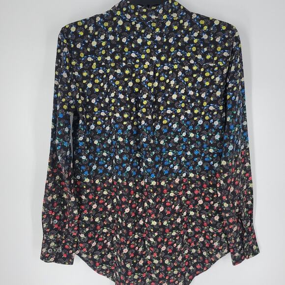 Equipment Black Multi Spectrum Floral Print Slim Signature Blouse XS - Picture 11 of 12